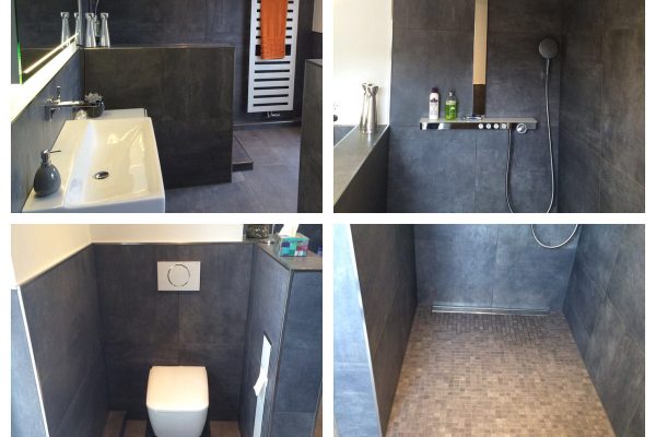 Badezimmer Dusche Badewanne Fliesen modern